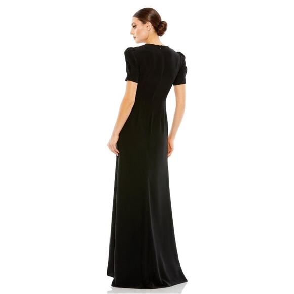 leena for Mac Duggal Black Embelished Cutout Short Sleeve Formal Gown Size 8 - Picture 4 of 10